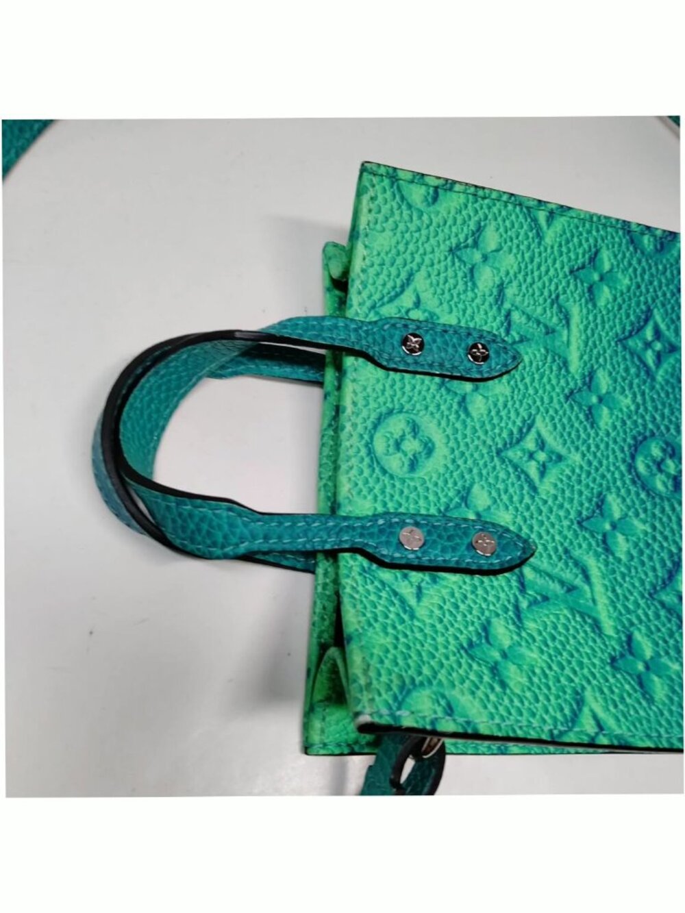 Authentic Louis Vuitton Onthego Mini Blue Green Empreinte Leather Chain Tote Bag - Picture 7 of 16